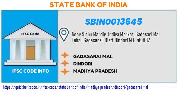 State Bank of India Gadasarai Mal SBIN0013645 IFSC Code