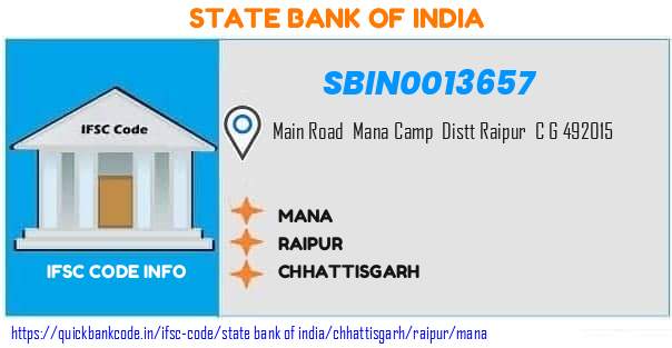 State Bank of India Mana SBIN0013657 IFSC Code