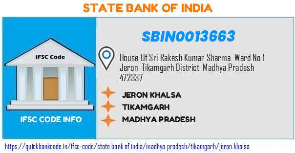 State Bank of India Jeron Khalsa SBIN0013663 IFSC Code
