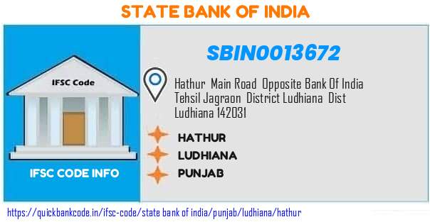 State Bank of India Hathur SBIN0013672 IFSC Code