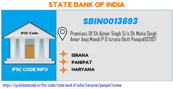 State Bank of India Israna SBIN0013693 IFSC Code