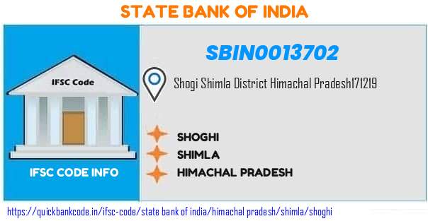 State Bank of India Shoghi SBIN0013702 IFSC Code