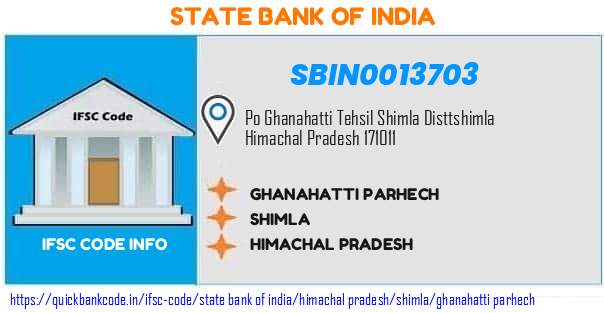 State Bank of India Ghanahatti Parhech SBIN0013703 IFSC Code