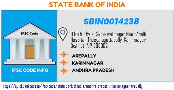 State Bank of India Arepally SBIN0014238 IFSC Code