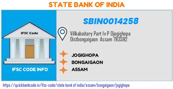 State Bank of India Jogighopa SBIN0014258 IFSC Code