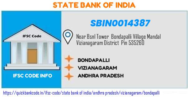 State Bank of India Bondapalli SBIN0014387 IFSC Code