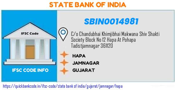 State Bank of India Hapa SBIN0014981 IFSC Code