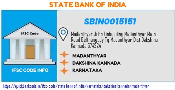 State Bank of India Madanthyar SBIN0015151 IFSC Code