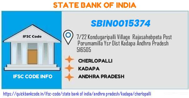 State Bank of India Cherlopalli SBIN0015374 IFSC Code