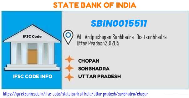 State Bank of India Chopan SBIN0015511 IFSC Code