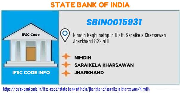 SBIN0015931 State Bank of India. NIMDIH