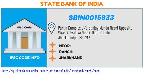 State Bank of India Neori SBIN0015933 IFSC Code