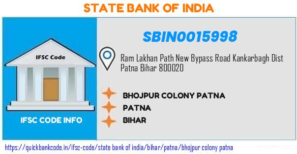 SBIN0015998 State Bank of India. BHOJPUR COLONY, PATNA