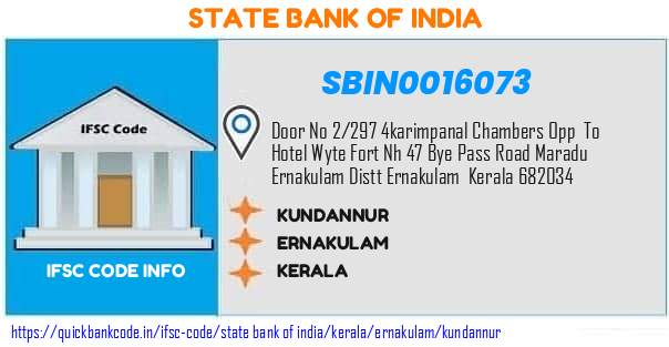 State Bank of India Kundannur SBIN0016073 IFSC Code