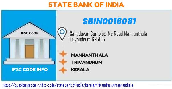 State Bank of India Mannanthala SBIN0016081 IFSC Code