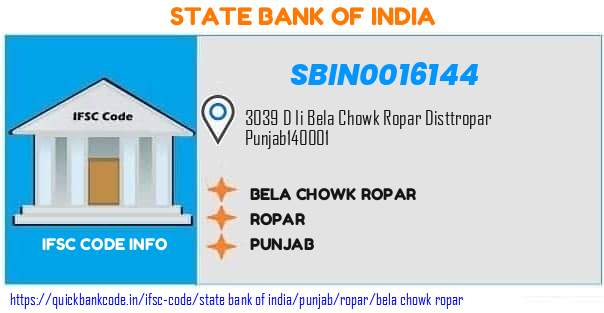 State Bank of India Bela Chowk Ropar SBIN0016144 IFSC Code