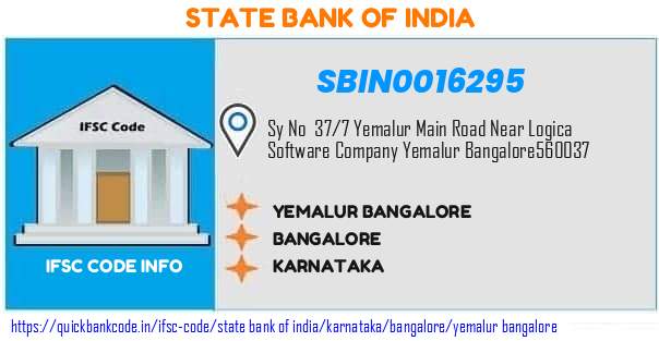 State Bank of India Yemalur Bangalore SBIN0016295 IFSC Code
