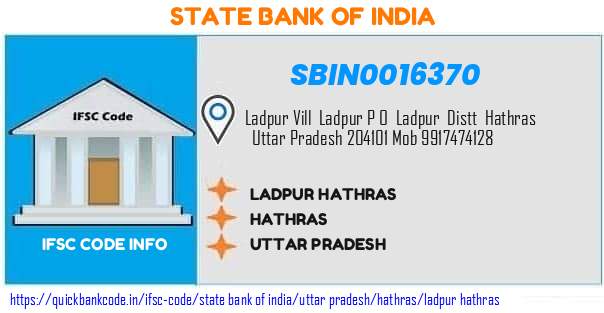 State Bank of India Ladpur Hathras SBIN0016370 IFSC Code