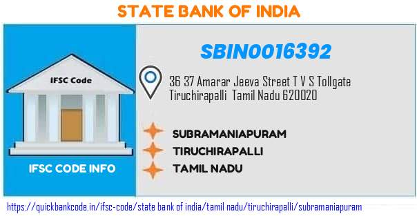 State Bank of India Subramaniapuram SBIN0016392 IFSC Code