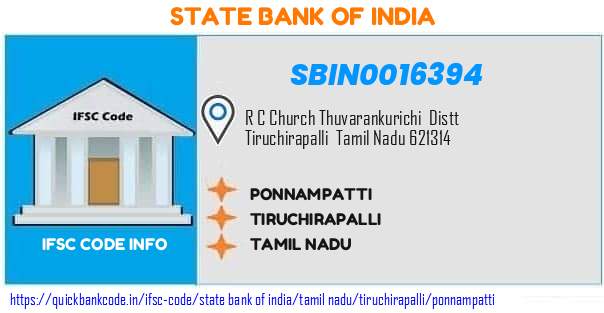 SBIN0016394 State Bank of India. PONNAMPATTI