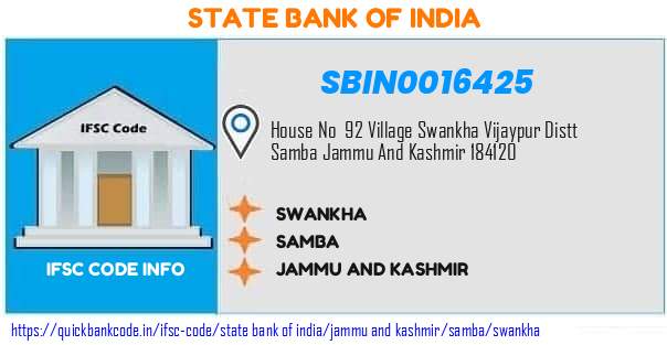 State Bank of India Swankha SBIN0016425 IFSC Code