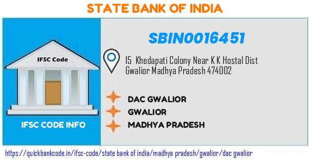 State Bank of India Dac Gwalior SBIN0016451 IFSC Code