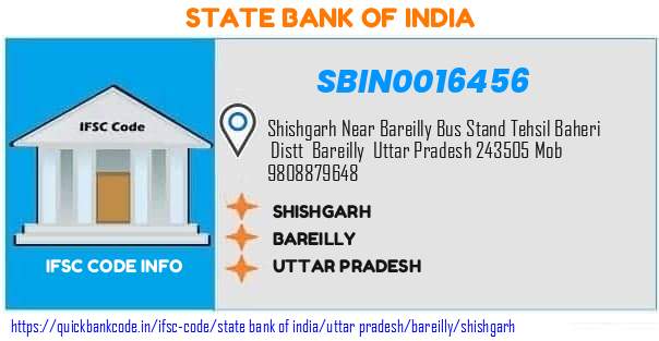 State Bank of India Shishgarh SBIN0016456 IFSC Code