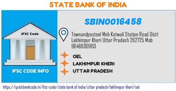 State Bank of India Oel SBIN0016458 IFSC Code