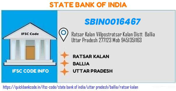 State Bank of India Ratsar Kalan SBIN0016467 IFSC Code