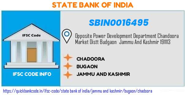 State Bank of India Chadoora SBIN0016495 IFSC Code