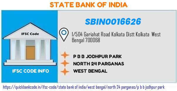 State Bank of India P B B Jodhpur Park SBIN0016626 IFSC Code