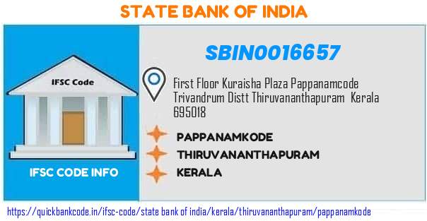State Bank of India Pappanamkode SBIN0016657 IFSC Code