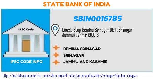 State Bank of India Bemina Srinagar SBIN0016785 IFSC Code