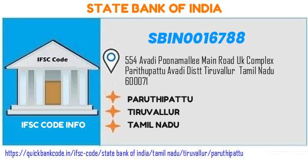 SBIN0016788 State Bank of India. PARUTHIPATTU
