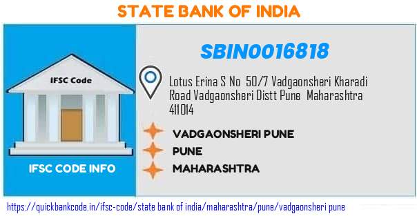 State Bank of India Vadgaonsheri Pune SBIN0016818 IFSC Code