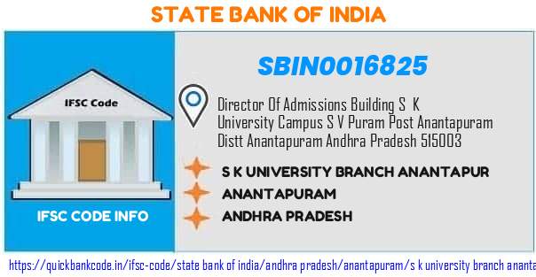 State Bank of India S K University Branch Anantapur SBIN0016825 IFSC Code