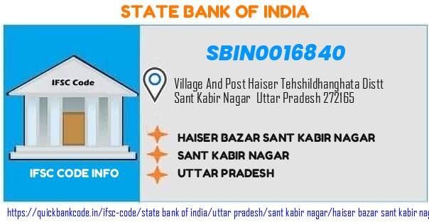 State Bank of India Haiser Bazar Sant Kabir Nagar SBIN0016840 IFSC Code