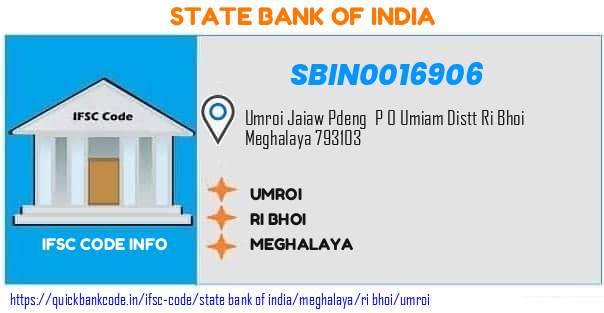 State Bank of India Umroi SBIN0016906 IFSC Code
