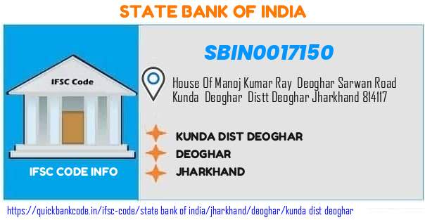 State Bank of India Kunda Dist Deoghar SBIN0017150 IFSC Code