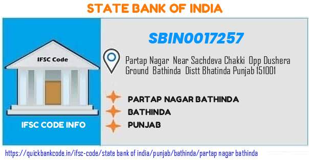 State Bank of India Partap Nagar Bathinda SBIN0017257 IFSC Code