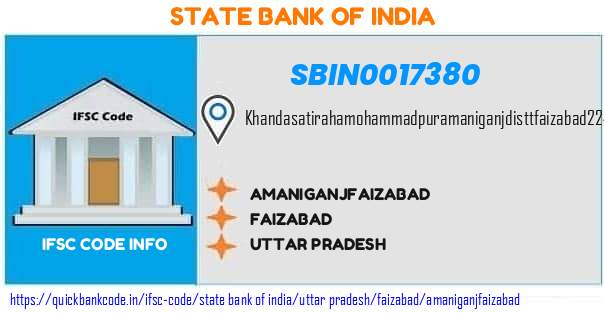 State Bank of India Amaniganjfaizabad SBIN0017380 IFSC Code