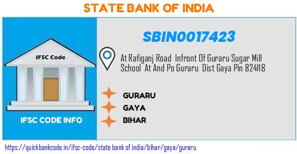 State Bank of India Guraru SBIN0017423 IFSC Code