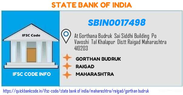State Bank of India Gorthan Budruk SBIN0017498 IFSC Code