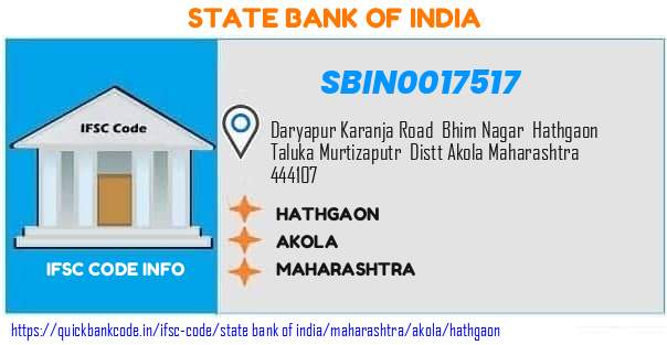State Bank of India Hathgaon SBIN0017517 IFSC Code