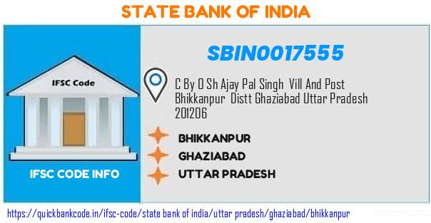 State Bank of India Bhikkanpur SBIN0017555 IFSC Code
