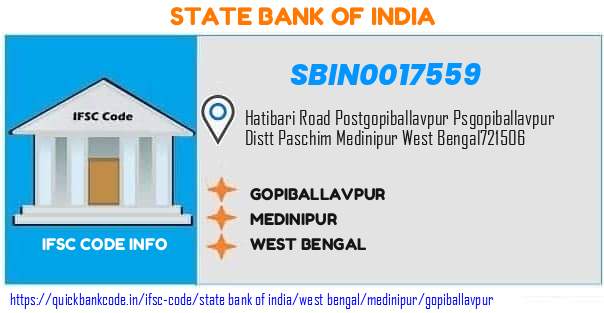 State Bank of India Gopiballavpur SBIN0017559 IFSC Code