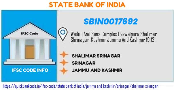 State Bank of India Shalimar Srinagar SBIN0017692 IFSC Code
