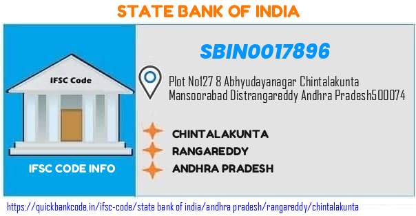 State Bank of India Chintalakunta SBIN0017896 IFSC Code