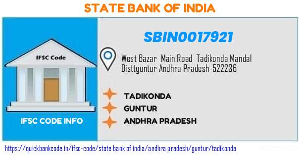 State Bank of India Tadikonda SBIN0017921 IFSC Code