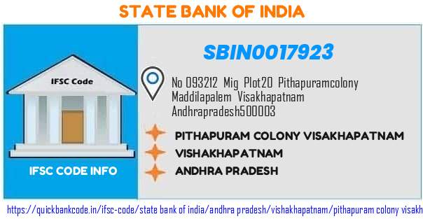 State Bank of India Pithapuram Colony Visakhapatnam SBIN0017923 IFSC Code